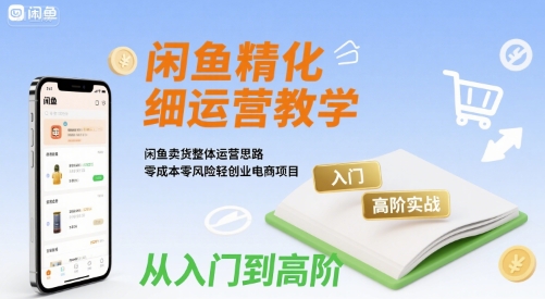 闲鱼精细化运营入门+高阶实战教学，闲鱼卖货整体运营思路，零成本零风险轻创业电商项目-驿想项目网