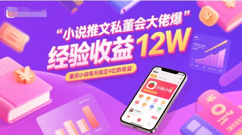 小说推文私董会大佬爆单经验分享收益12W，番茄小说每天稳定4位数收益-驿想项目网