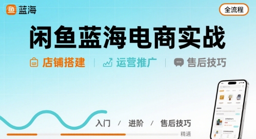 闲鱼蓝海电商实战，店铺搭建运营售后全流程-驿想项目网