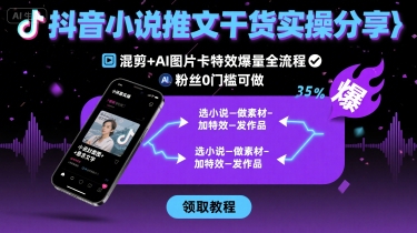 抖音小说推文干货实操分享，混剪+AI图片卡特效爆量全流程，0粉丝0门槛可做-驿想项目网