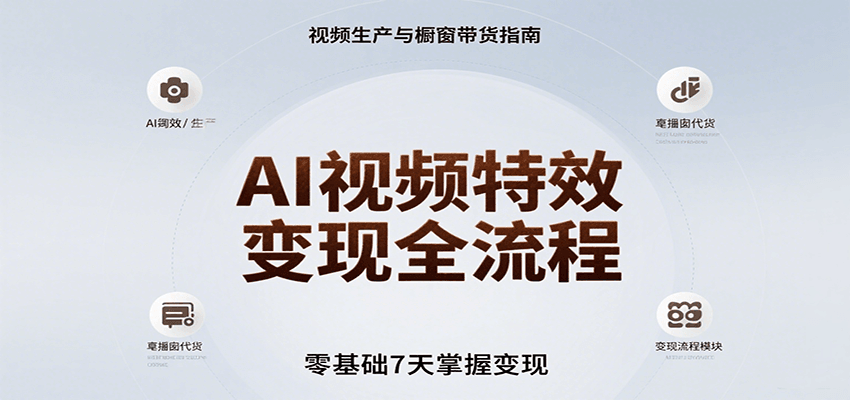 AI视频特效变现全流程，零基础7天掌握视频生产到橱窗带货变现-驿想项目网