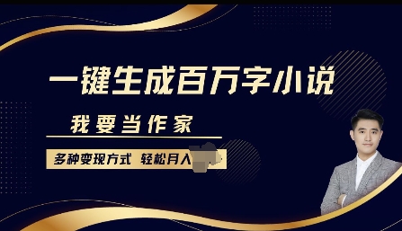 我要当作家，一键生成百万字小说，多种变现方式，轻松月入过W+-驿想项目网
