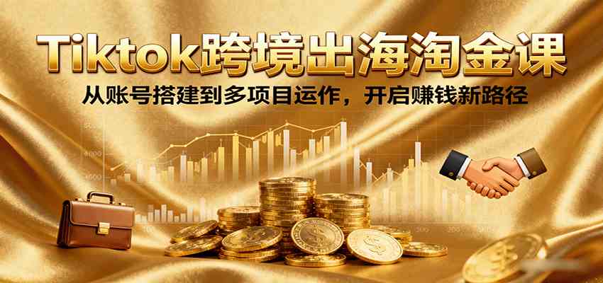 Tiktok跨境出海淘金课，从账号搭建到多项目运作，开启赚钱新路径-驿想项目网