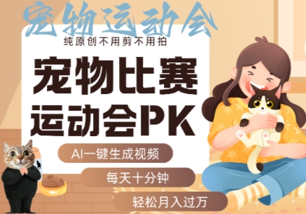 AI一键生成宠物比赛运动会PK视频，纯原创不用剪不用拍，每天十分钟，轻松月入过1W+-驿想项目网