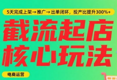 淘宝截流快速起店玩法，掌握暴力快速起店的流程，5天完成上架-推广-出单闭环-驿想项目网