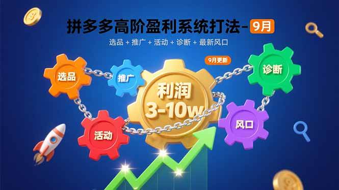 （15916期）拼多多高阶盈利系统打法-9月：选品+推广+活动+诊断+最新风口，月利润3-10w-驿想项目网