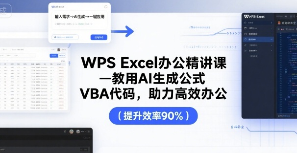 WPS Excel办公精讲课，教用 AI 生成公式，VBA 代码，助力高效办公-驿想项目网