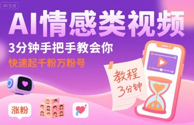 AI情感类视频，3分钟手把手教会你，快速起千粉万粉号-驿想项目网