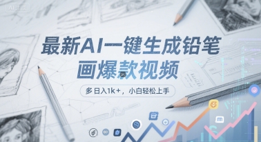 最新AI一键生成铅笔画爆款视频，多平台分发，日 入1k+，小白轻松上手【揭秘】-驿想项目网
