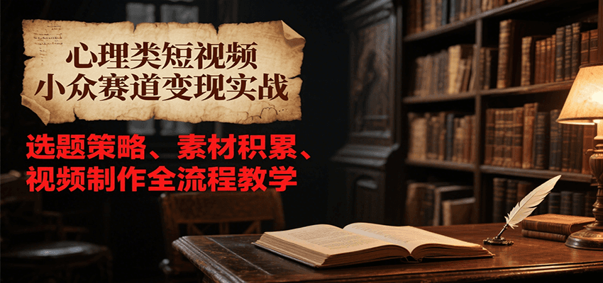 心理类短视频小众赛道变现实战，选题策略、素材积累、视频制作全流程教学-驿想项目网