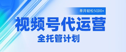 视频号代运营2.0，全程托管招募，单月轻松变现5k【揭秘】-驿想项目网
