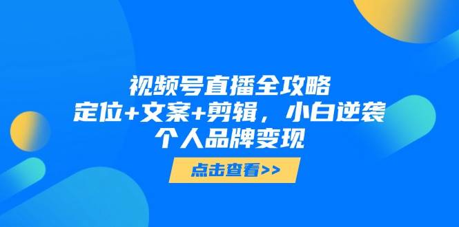 （14819期）视频号直播全攻略，定位+文案+剪辑，小白逆袭个人品牌变现-驿想项目网