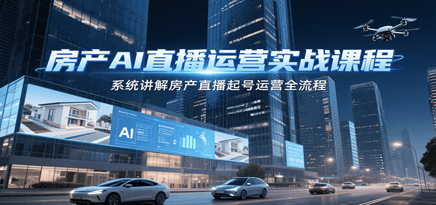 房产AI直播运营实战课程，系统讲解房产直播起号运营全流程-驿想项目网