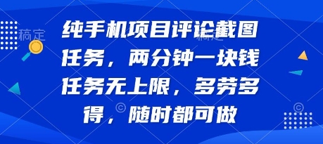 纯手机项目评论截图任务，两分钟一块钱 任务无上限多劳多得，随时随地都能做【揭秘】-驿想项目网