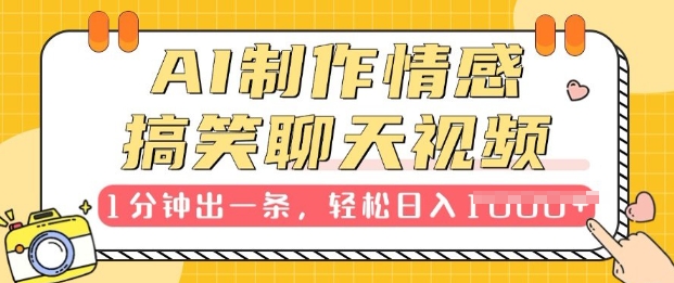 AI制作情感搞笑聊天视频，1分钟出一条，100%过原创，新手也能轻松上手-驿想项目网