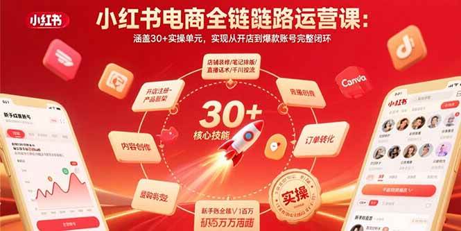 （15751期）小红书电商全链路运营课：涵盖30+实操单元，实现从开店到爆款账号完整闭环-驿想项目网