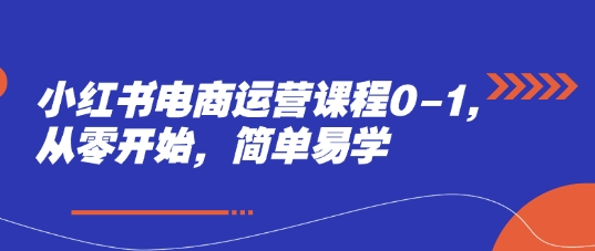 小红书电商运营课程0-1，从零开始，简单易学-驿想项目网
