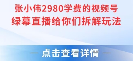 张小伟2980付费额视频号绿幕直播给你们拆解玩法-驿想项目网