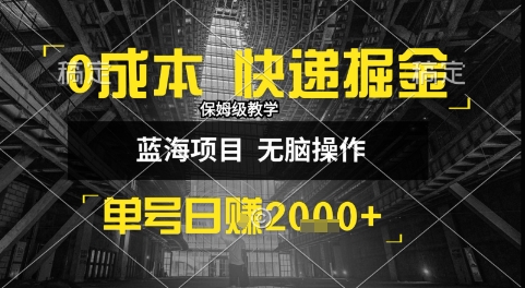 0成本快递掘金玩法，日入1k+，小白30分钟上手，收益嘎嘎猛【揭秘】-驿想项目网
