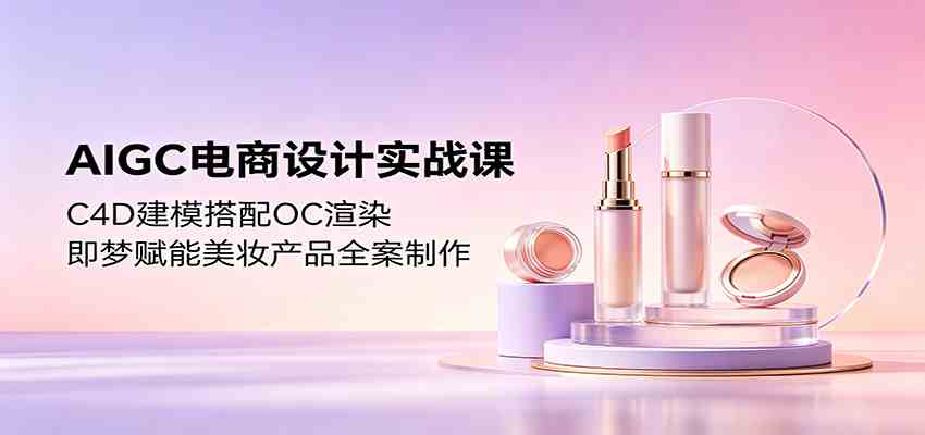 AIGC电商设计实战课：C4D建模搭配OC渲染，即梦赋能美妆产品全案制作-驿想项目网