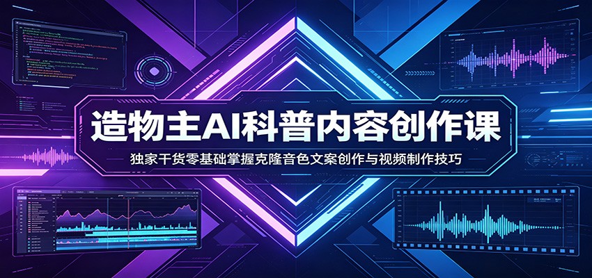 AI科普内容创作课:独家干货零基础掌握克隆音色文案创作与视频制作技巧-驿想项目网