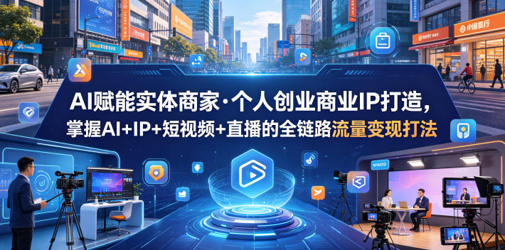 AI赋能实体商家·个人创业商业IP打造，掌握AI+IP+短视频+直播的全链路流量变现打法-驿想项目网