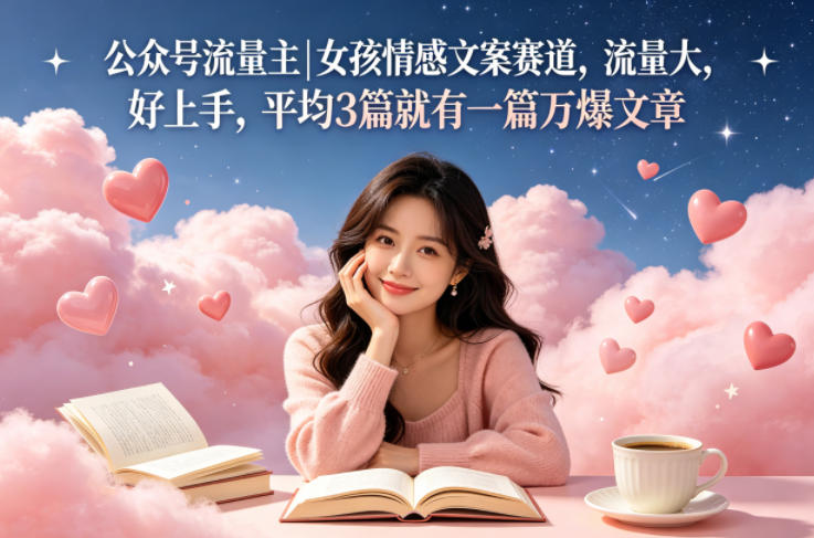 公众号流量主女孩情感文案赛道，流量大，好上手，平均3篇就有一篇万爆文章-驿想项目网
