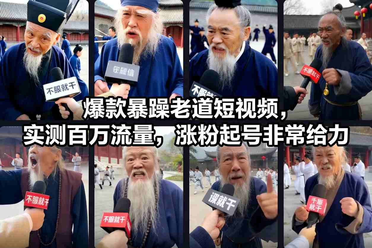 爆款暴躁老道短视频，实测百万流量，涨粉起号非常给力-驿想项目网