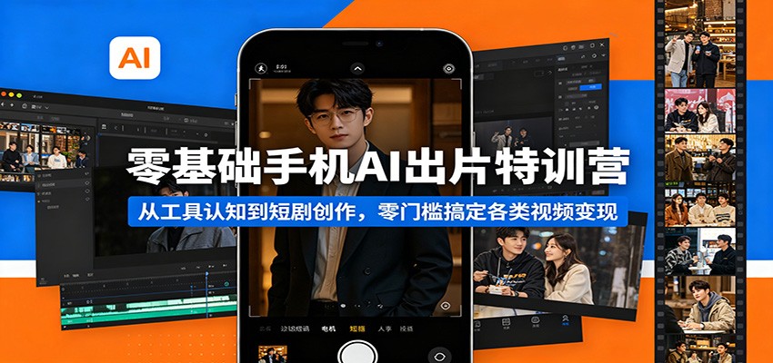 零基础手机AI出片特训营：从工具认知到短剧创作，零门槛搞定各类视频变现-驿想项目网