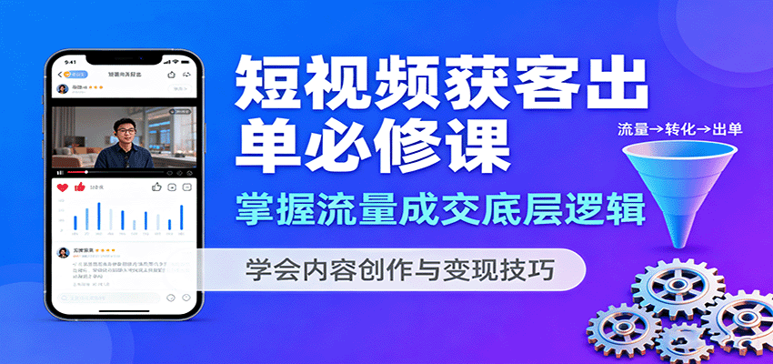 短视频获客出单必修课:掌握流量成交底层逻辑,学会内容创作与变现技巧-驿想项目网