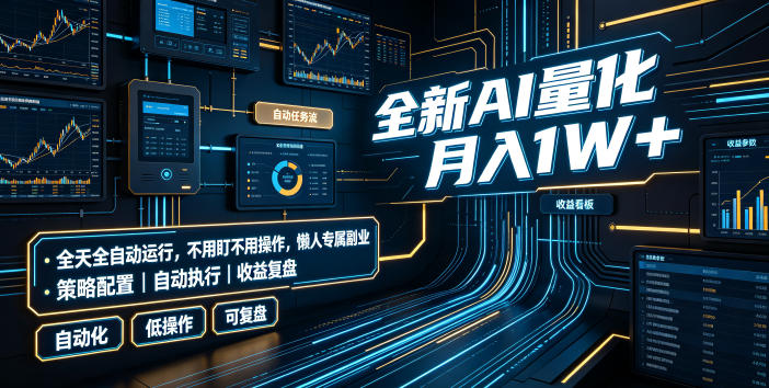 全新AI量化月入1W+，全天全自动运行，不用盯不用操作，懒人专属副业！【揭秘】-驿想项目网