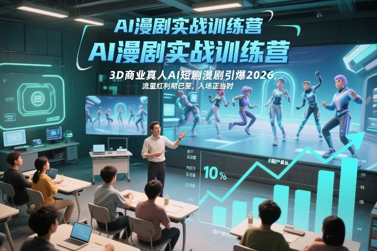 AI漫剧实战训练营，3D商业真人AI短剧漫剧引爆2026，流量红利期已至，入场正当时-驿想项目网