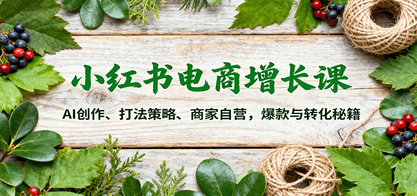 小红书电商增长课：AI创作、打法策略、商家自营，爆款与转化秘籍-驿想项目网