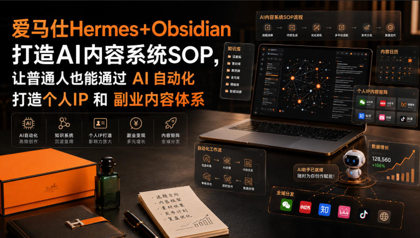 爱马仕Hermes+Obsidian打造AI内容系统SOP，让普通人也能通过 AI 自动化打造个人IP 和 副业内容体系-驿想项目网