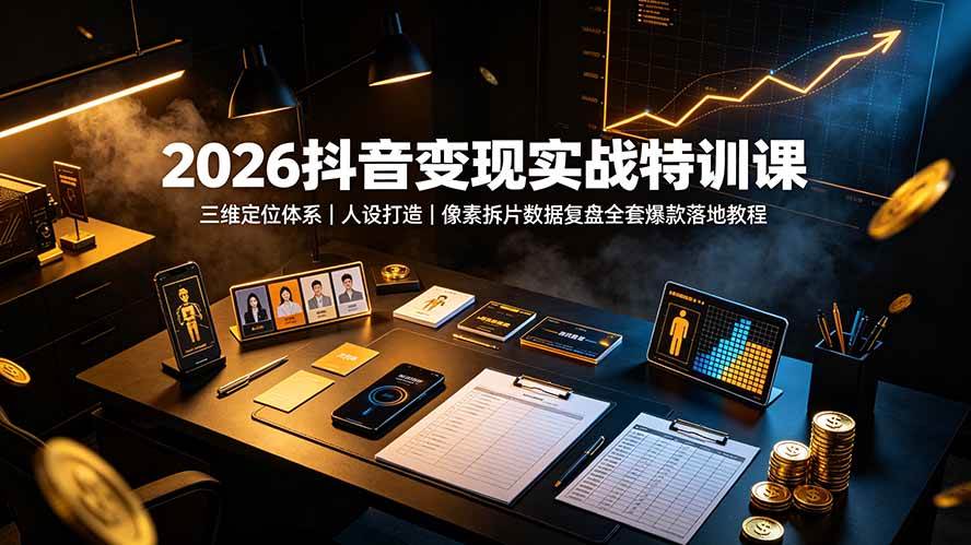 (19419期)2026抖音变现实战特训课:三维定位体系|人设打造|像素拆片数据复盘全套爆款落地教程-驿想项目网