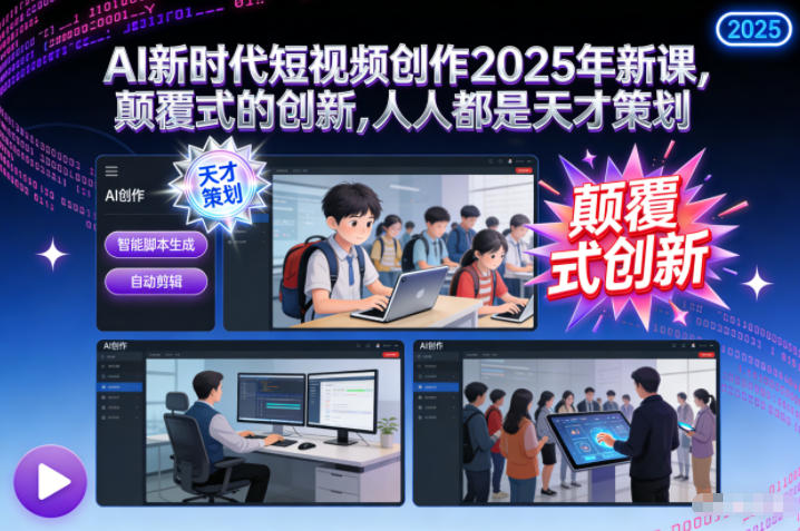 AI新时代短视频创作2025年新课,颠覆式的创新,人人都是天才策划-驿想项目网