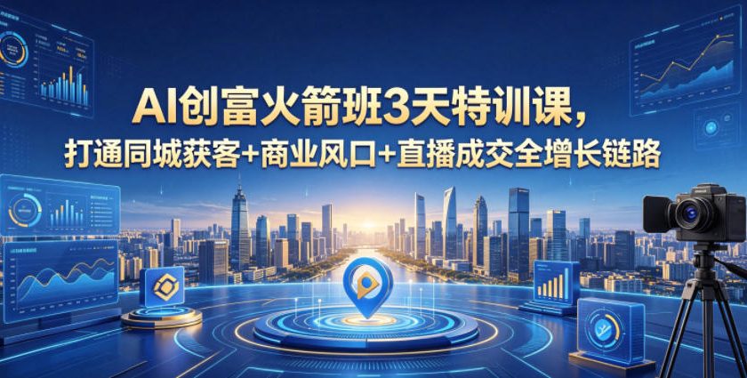 AI创富火箭班3天特训课，打通同城获客+商业风口+直播成交全增长链路，2026年4月新课-驿想项目网