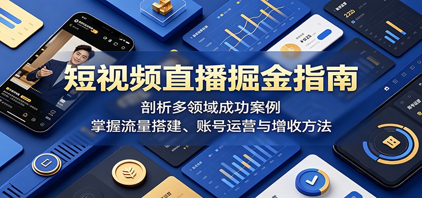 短视频直播掘金指南：剖析多领域成功案例，掌握流量搭建、账号运营与增收方法-驿想项目网