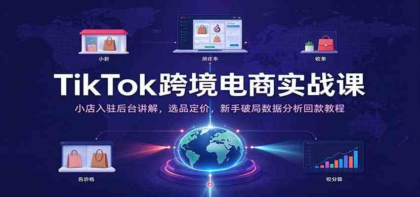 TikTok跨境电商实战课：小店入驻后台讲解，选品定价，新手破局数据分析回款教程-驿想项目网