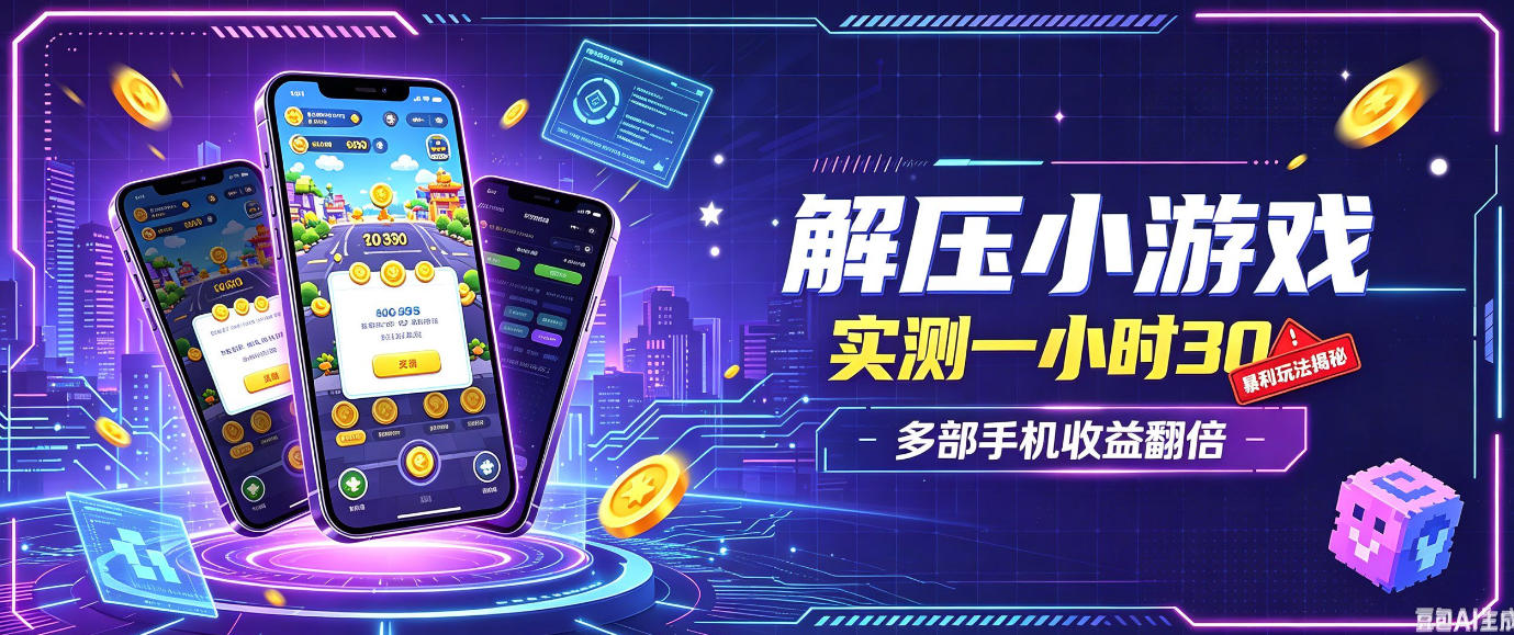 小游戏全流程玩法，实测一小时搞30，简单无脑解压，当天做当天就能看到进账，直接冲就行【揭秘】-驿想项目网