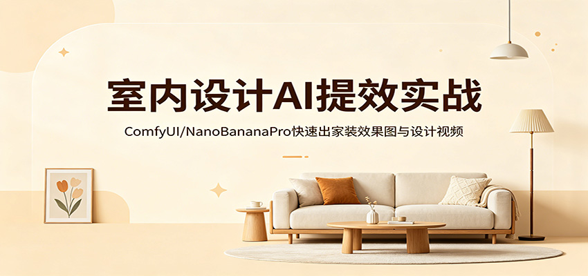 室内设计AI提效实战：ComfyUI/NanoBananaPro快速出家装效果图与设计视频-驿想项目网