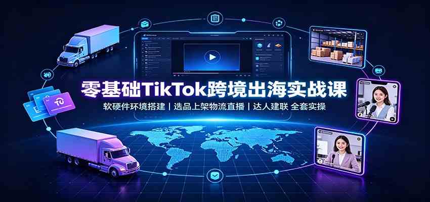 零基础TikTok跨境出海实战课：软硬件环境搭建，选品上架物流直播，达人建联全套实操-驿想项目网