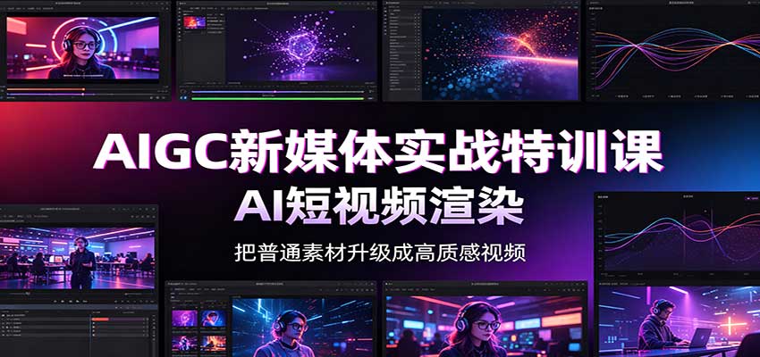 AIGC新媒体实战特训课：工具入门实操，AI短视频渲染，数字人商业视频制作-驿想项目网