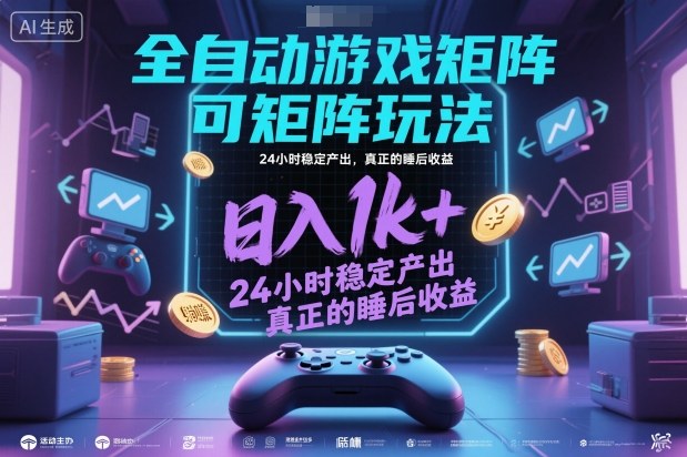 全自动游戏掘金，可矩阵操作，日入1k+，24小时稳定产出，真正的睡后收益【揭秘】-驿想项目网