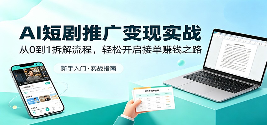 AI短剧推广变现实战：从0到1拆解流程，轻松开启接单赚钱之路-驿想项目网