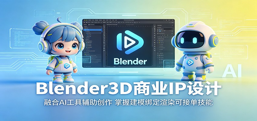 Blender3D商业IP设计：融合AI工具辅助创作，掌握建模绑定渲染可接单技能-驿想项目网