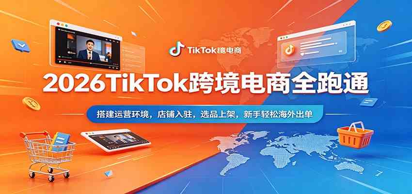 2026TikTok跨境电商全跑通：搭建运营环境，店铺入驻，选品上架，新手轻松海外出单-驿想项目网