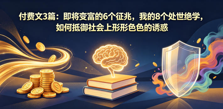付费文3篇：即将变富的6个征兆，我的8个处世绝学，如何抵御社会上形形色色的诱惑-驿想项目网