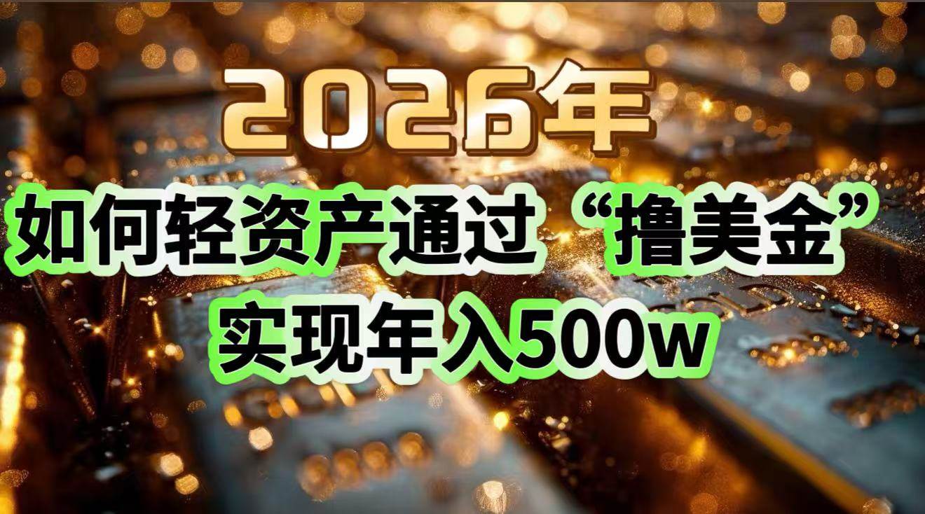 （17033期）2026年如何轻资产通过“撸美金”实现年入500w-驿想项目网