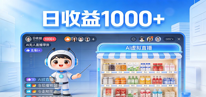 不用露脸不用说话，24小时自动卖货赚钱，全天自动直播，收益看得见-驿想项目网